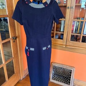 Tatyana Pinup Navy Blue Nautical-Inspired Dress
